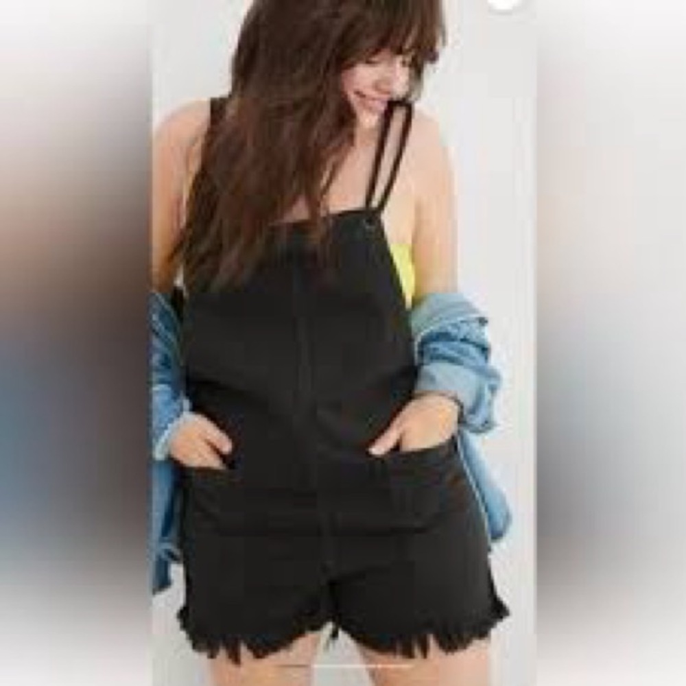Aerie Charcoal Denim Romper SZ M